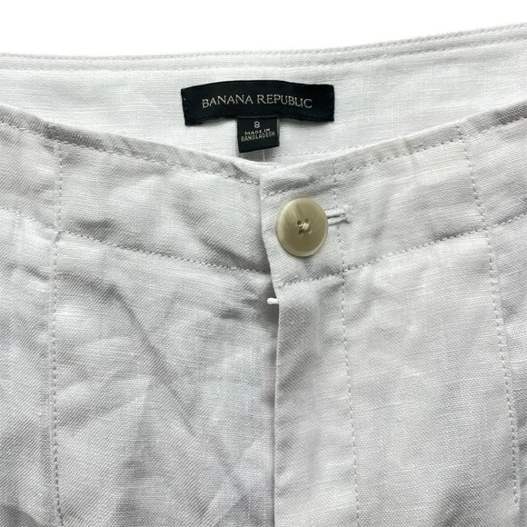 BANANA REPUBLIC White Linen Dress Pants Trousers Size 8 - Picture 3 of 10